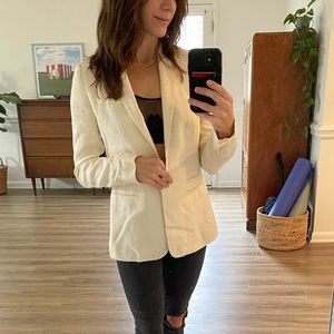 Massimo Dutti cream linen blend blazer